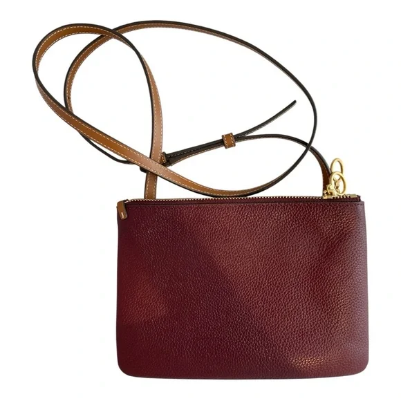 Tory Burch Burgundy and Tan Crossbody Bag - Picture 4 of 9